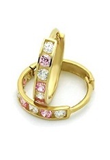 adorable teeny-tiny cubic zirconia stone huggie hoop baby earrings